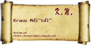 Kraus Máté névjegykártya